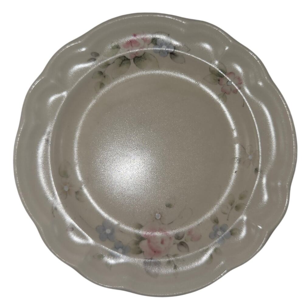 Pfaltzgraff Tea Rose Salad Plates Set of 2 Stoneware Floral Scalloped Rim